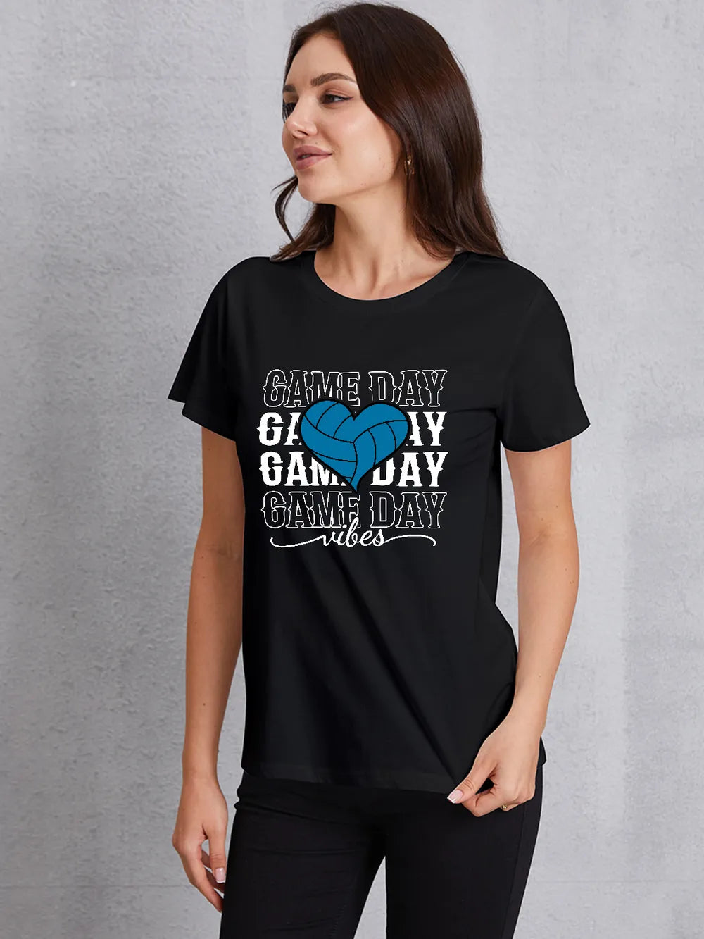 GAME DAY VIBES Round Neck Short Sleeve T-Shirt