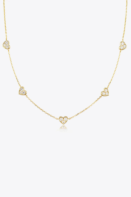 Inlaid Zircon Heart Necklace