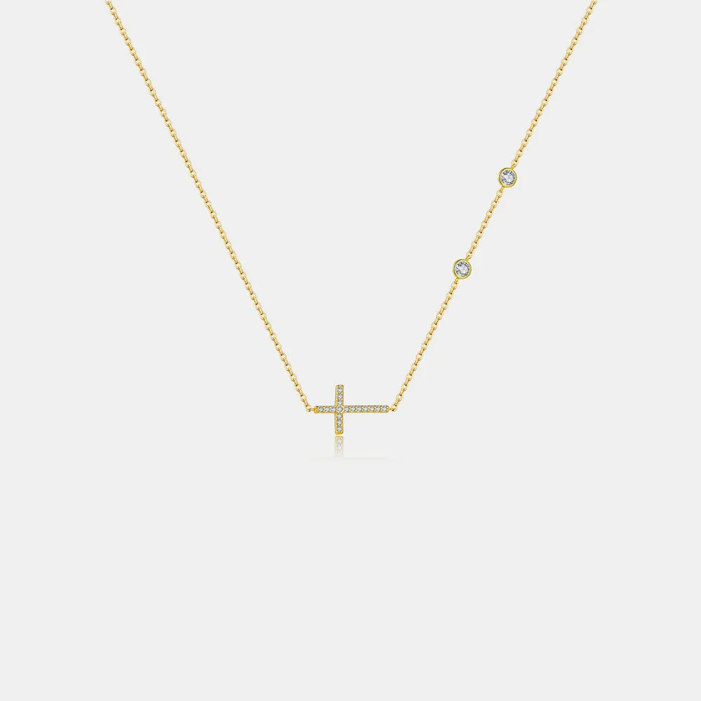 Zircon 925 Sterling Silver Cross Necklace