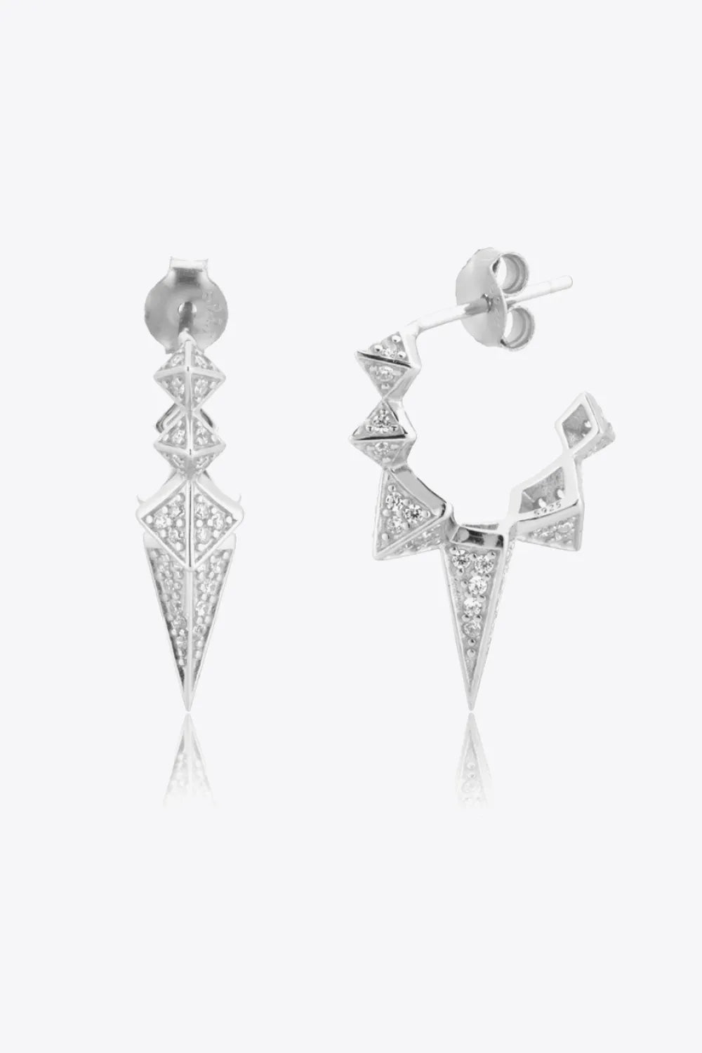 Geometric Zircon Decor 925 Sterling Silver Earrings