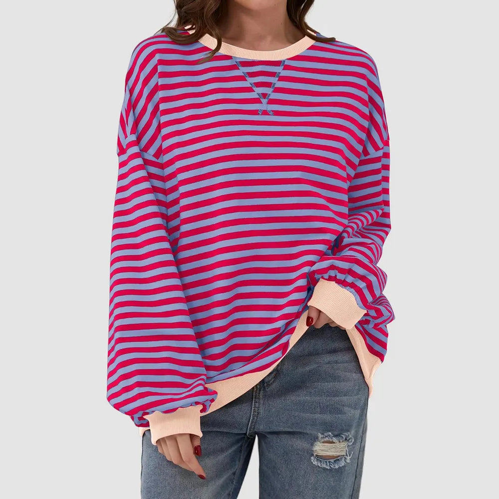 Striped Round Neck Long Sleeve T-Shirt