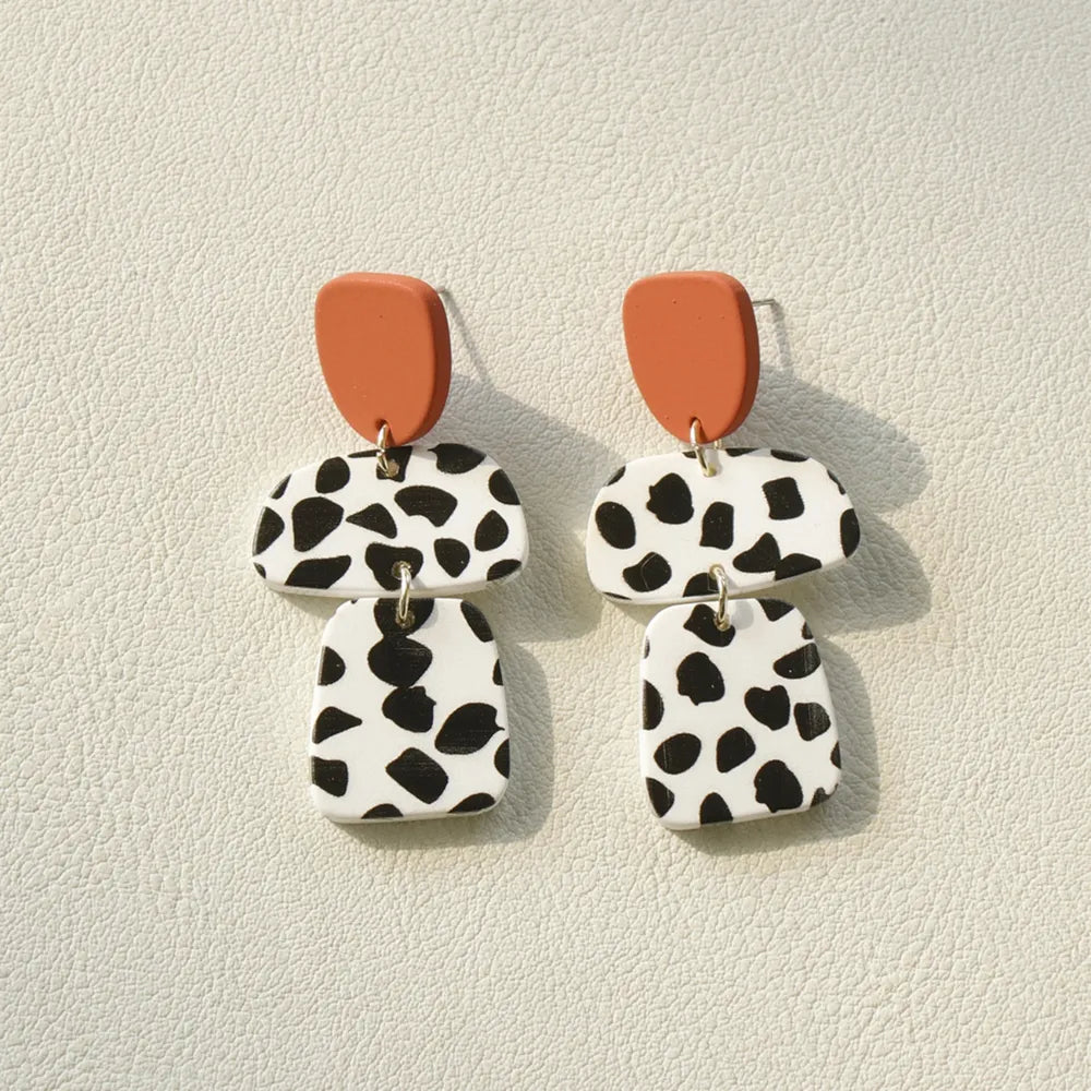 Geometric Contrast Acrylic Dangle Earrings