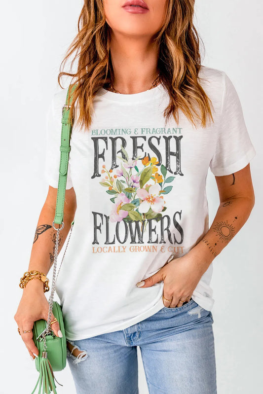 FRESH FLOWERS Round-Neck Tee