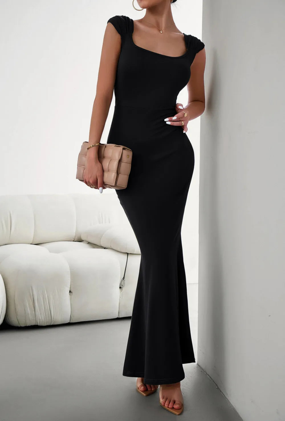 Cap Sleeve Scoop Neck Maxi Dress