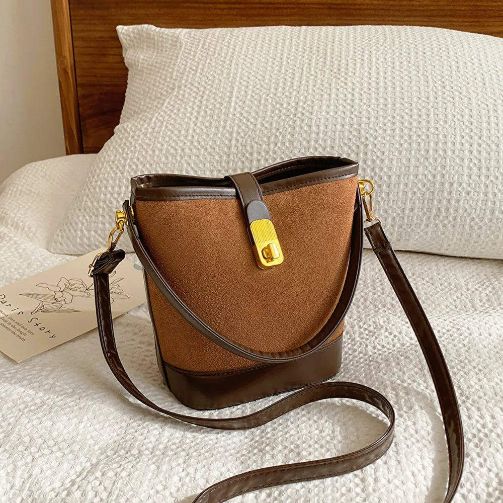 PU Leather Bucket Crossbody Bag