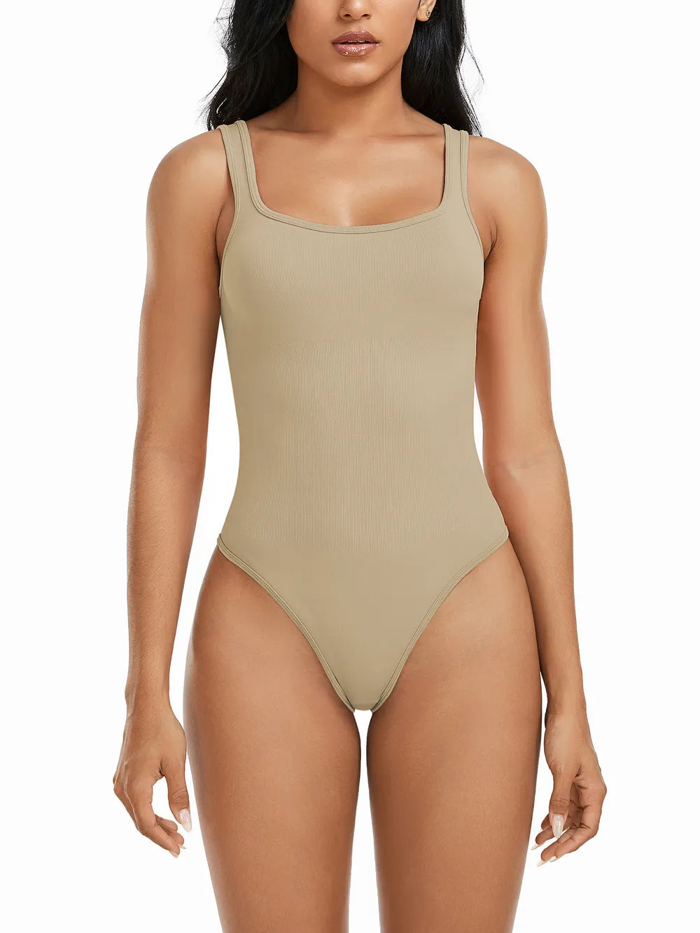 Wide Strap Square Neck Active Bodysuit