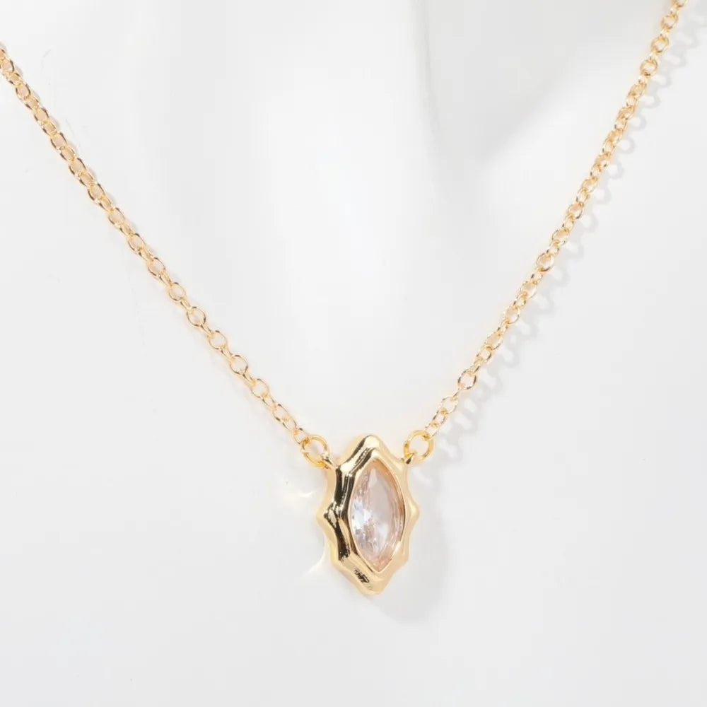 Inlaid Zircon Brass Pendant Necklace