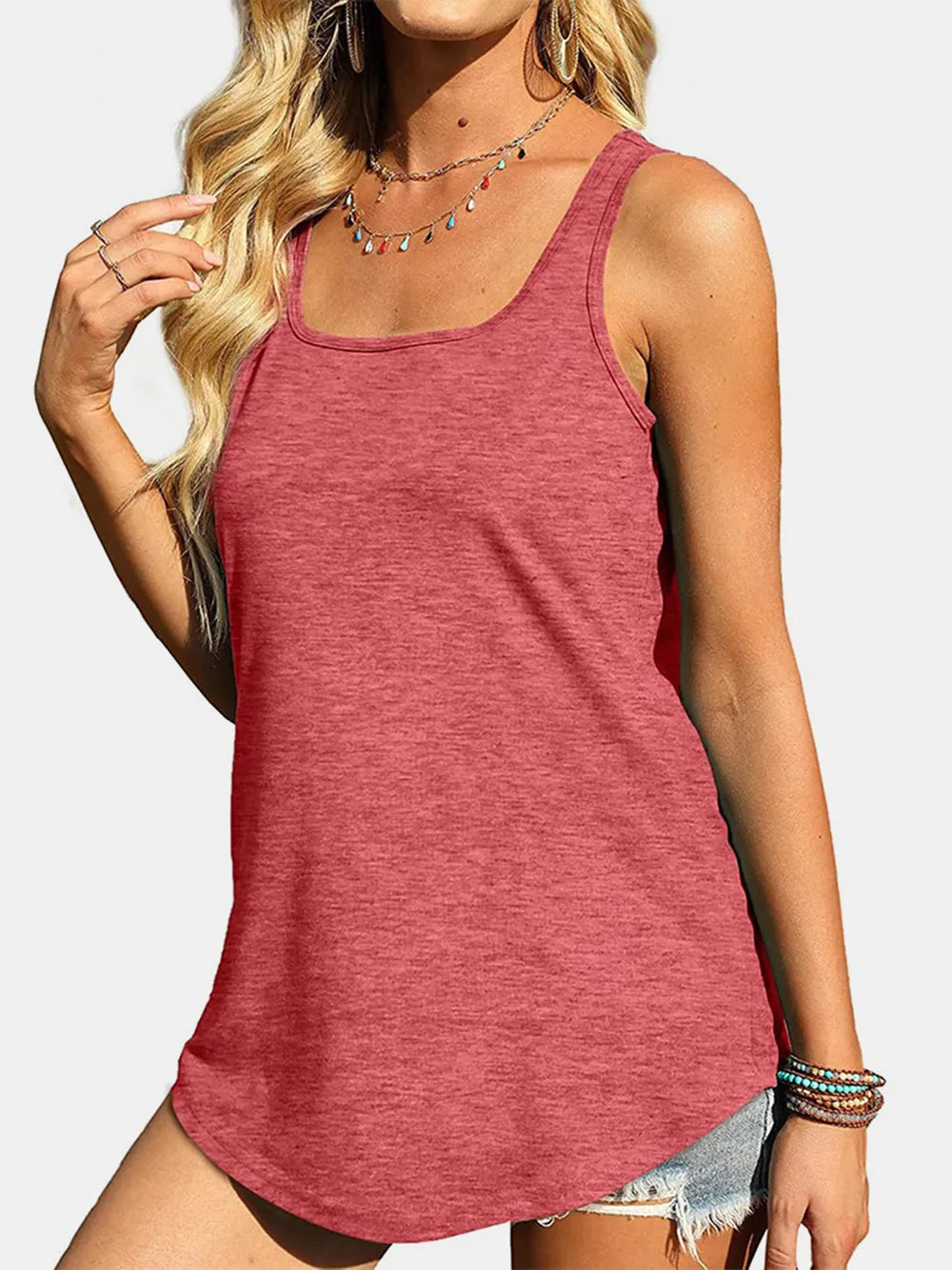 Heathered Square Neck Tank