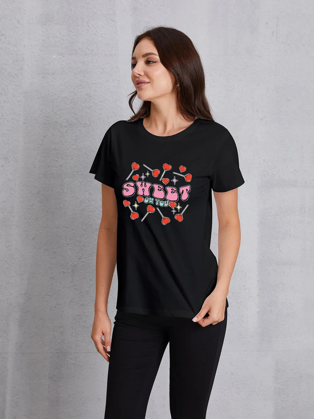 SWEET ON YOU Round Neck Short Sleeve T-Shirt