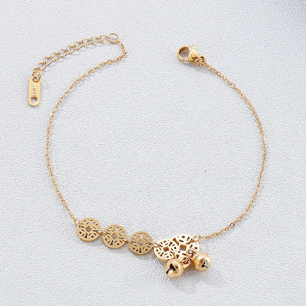 Stainless Steel Coin Shape Anklet Bracelet