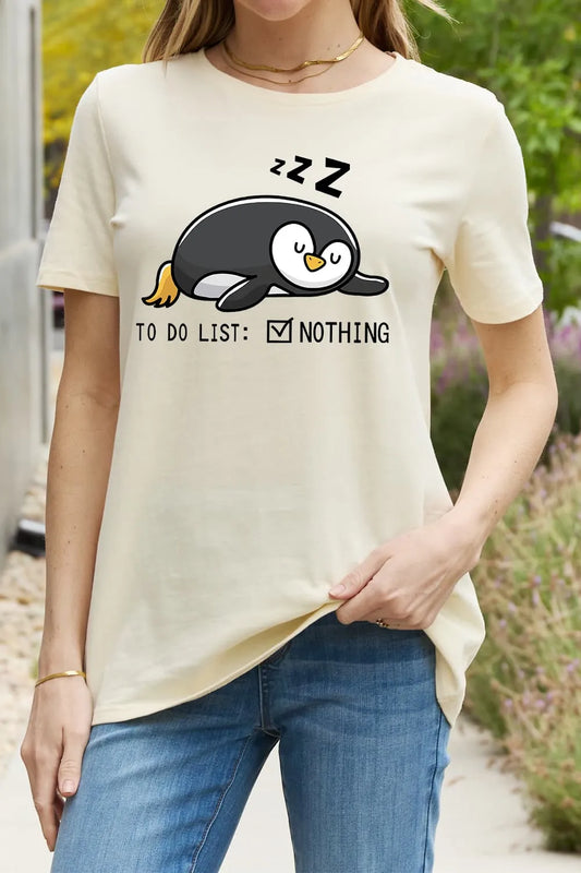 Simply Love Full Size TO DO LIST NOTHING Graphic Cotton Tee