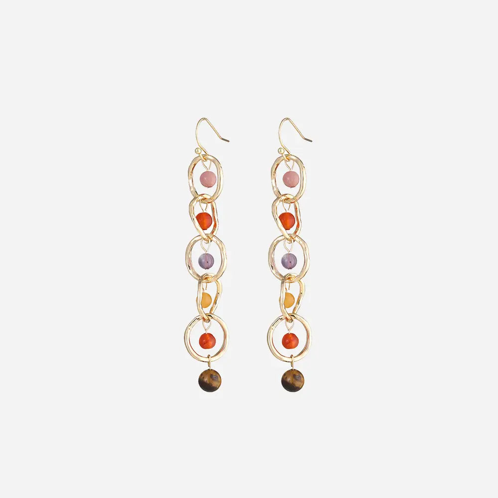 Beaded Alloy Dangle Earrings