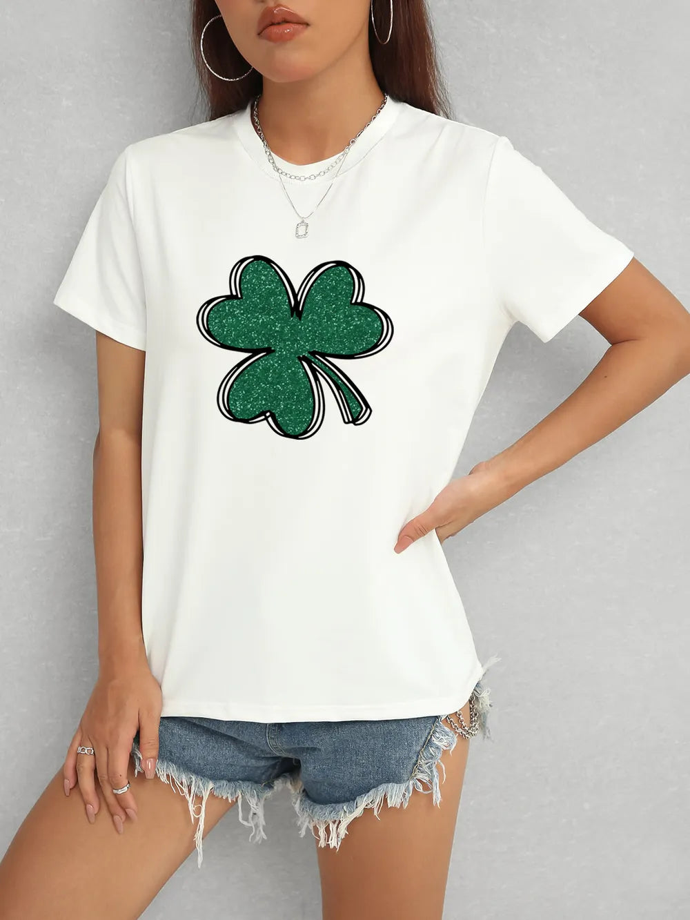 Lucky Clover Round Neck T-Shirt