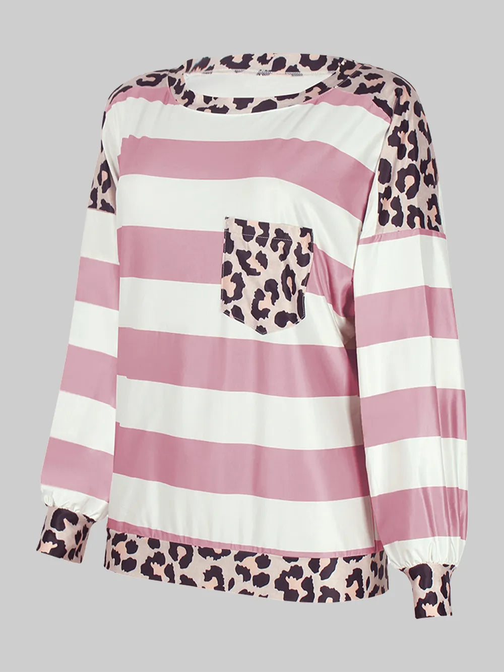 Striped Leopard Long Sleeves Top