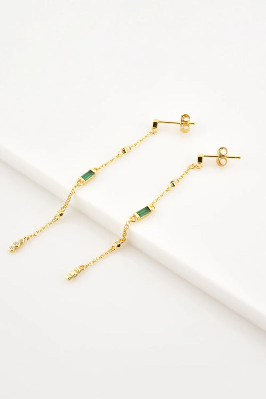 Inlaid Zircon 18K Gold-Plated Earrings