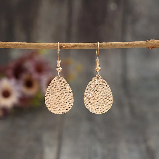 Gold-Plated Alloy Teardrop Earrings