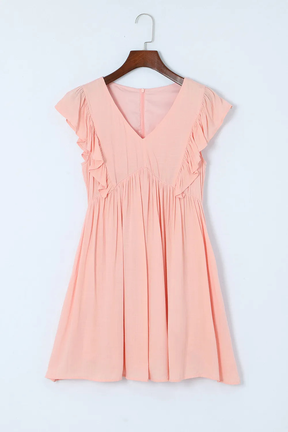 V-Neck Flutter Sleeve Dress