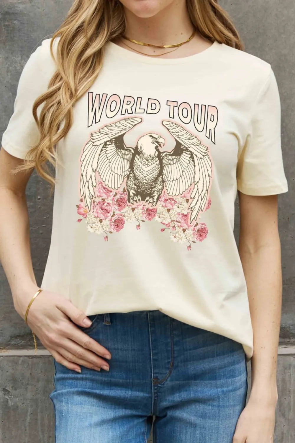 Simply Love Full Size WORLD TOUR Eagle Graphic Cotton Tee