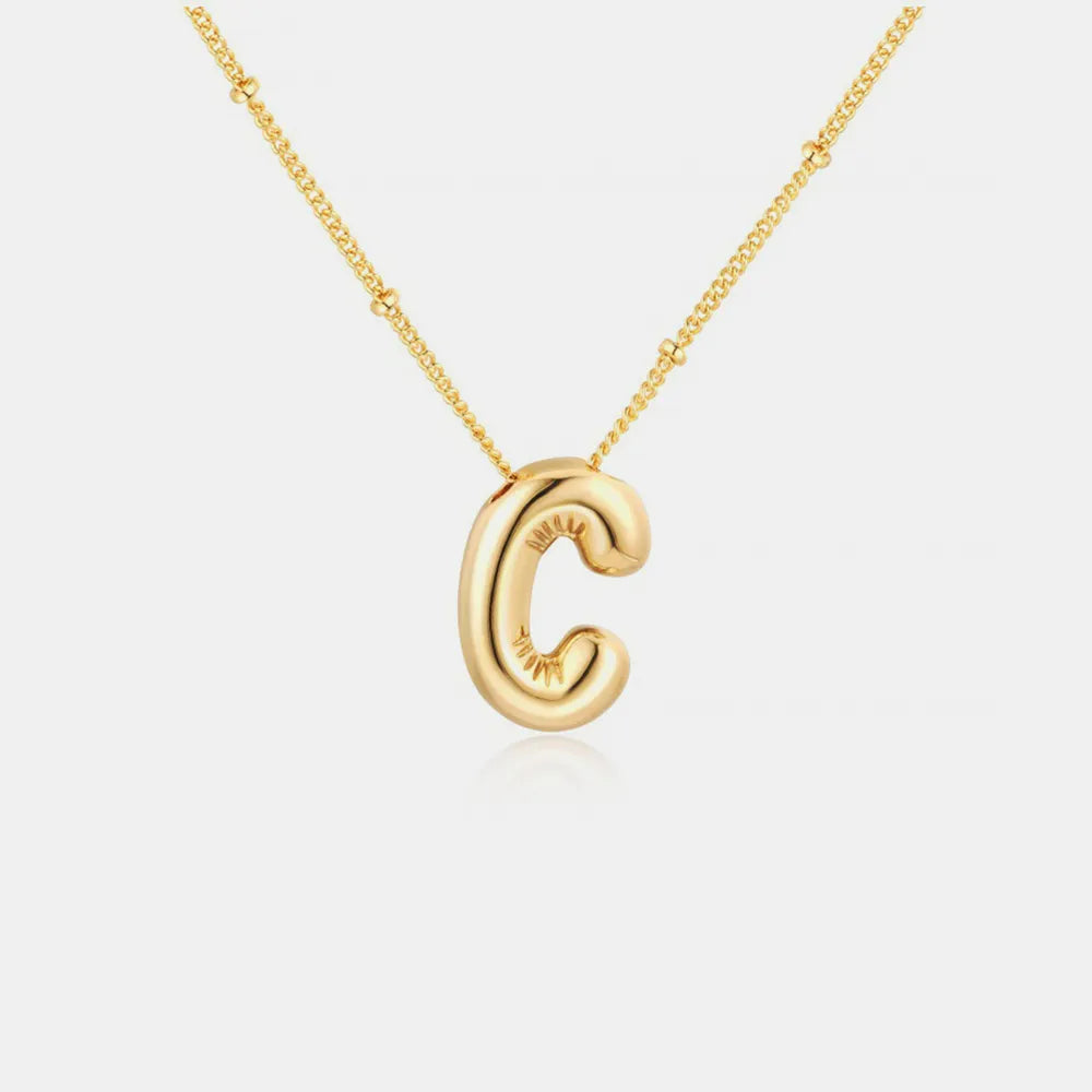 Gold-Plated Bubble Initial Necklace