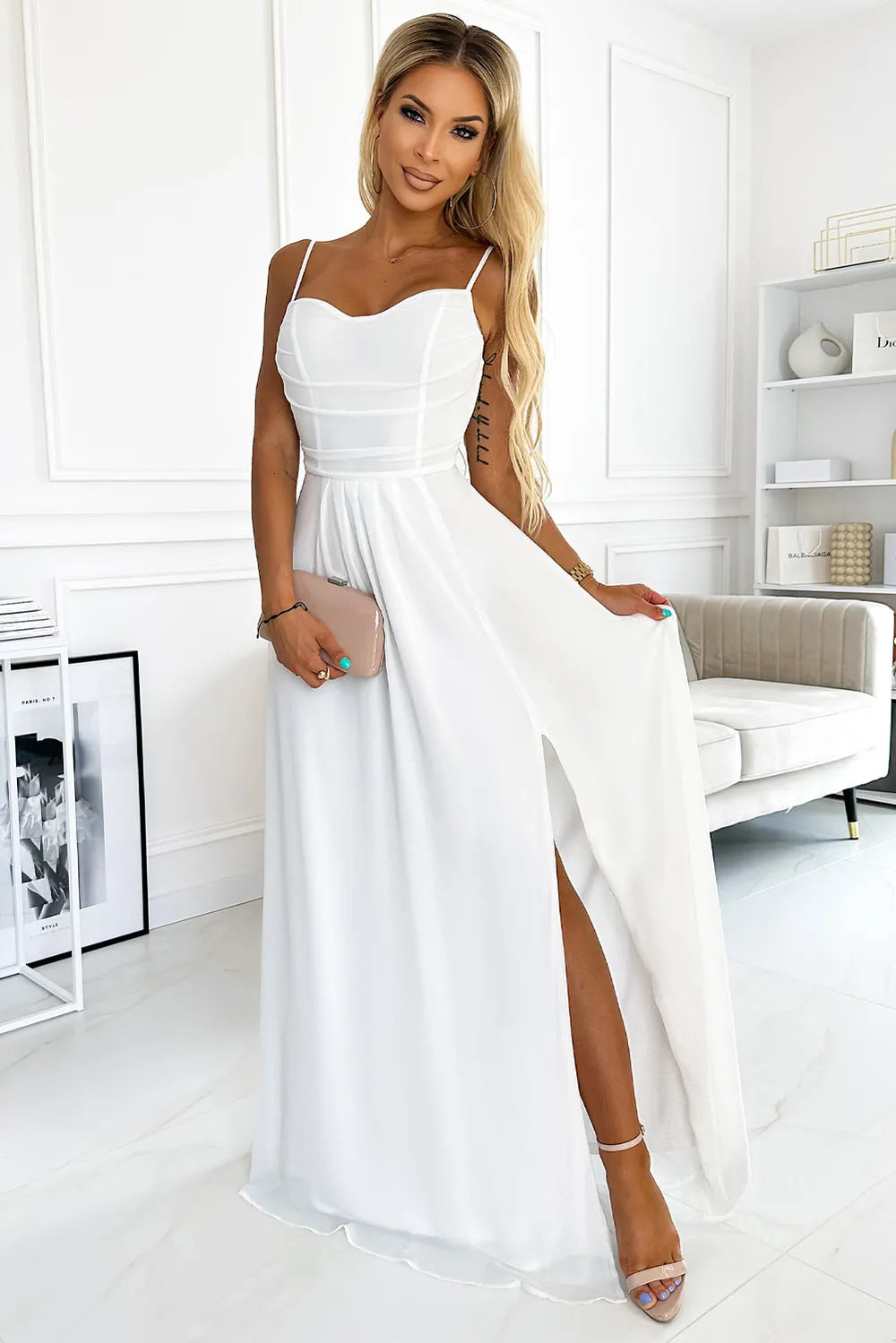 Spaghetti Strap Sweetheart Neck Split Dress