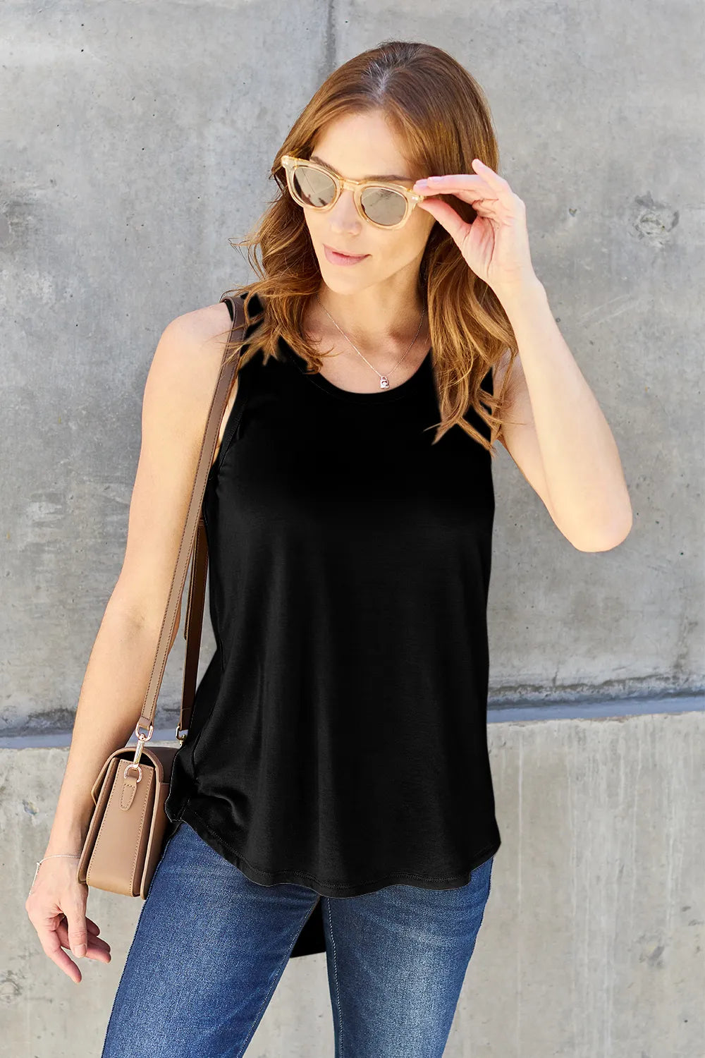 Basic Bamboo Full Size Round Neck Tank