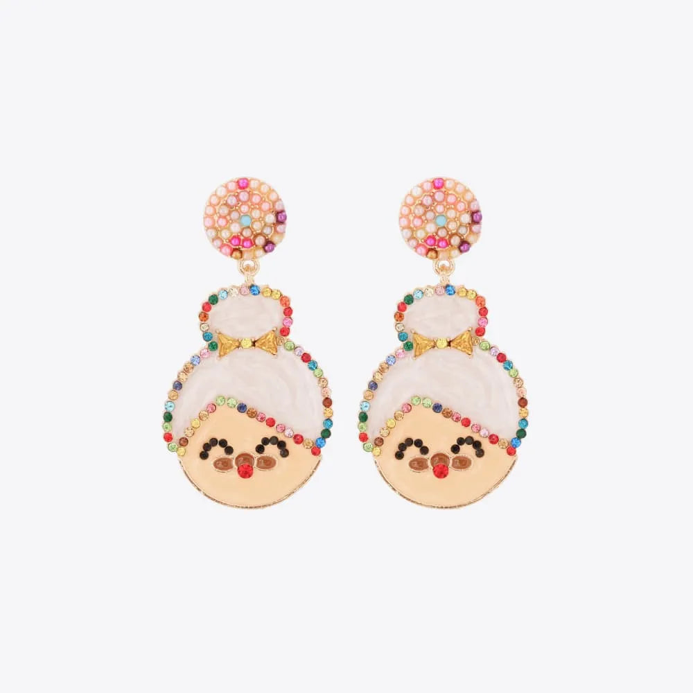 Rhinestone Alloy Mrs. Claus Earrings