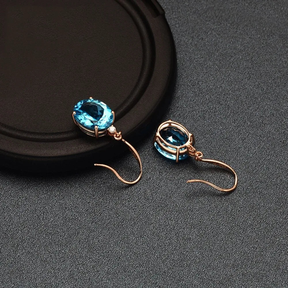 Rose Gold-Plated Artificial Gemstone Earrings