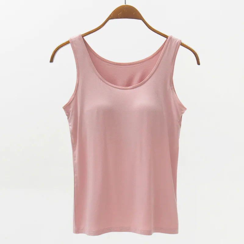 Full Size Wide Strap Modal Tank with Bra