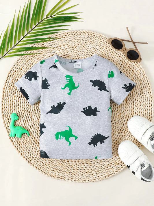 Dinosaur Print Round Neck Tee