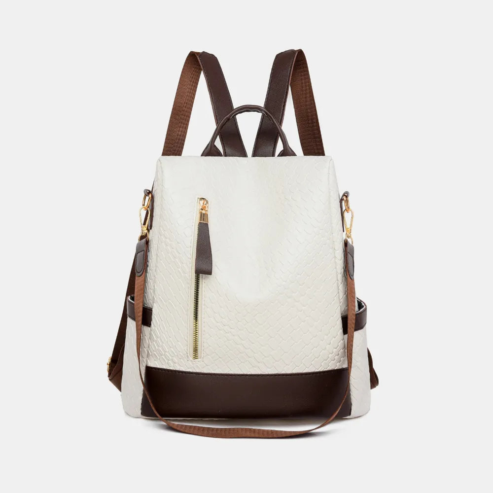 PU Leather Adjustable Straps Backpack Bag