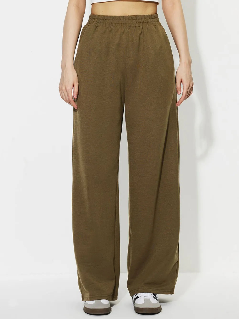 Heart Elastic Waist Wide Leg Pants