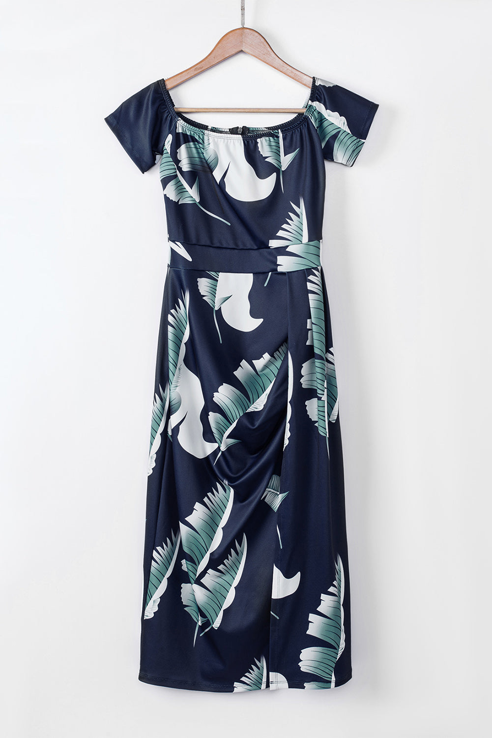 Slit Printed Off-Shoulder Midi Dress