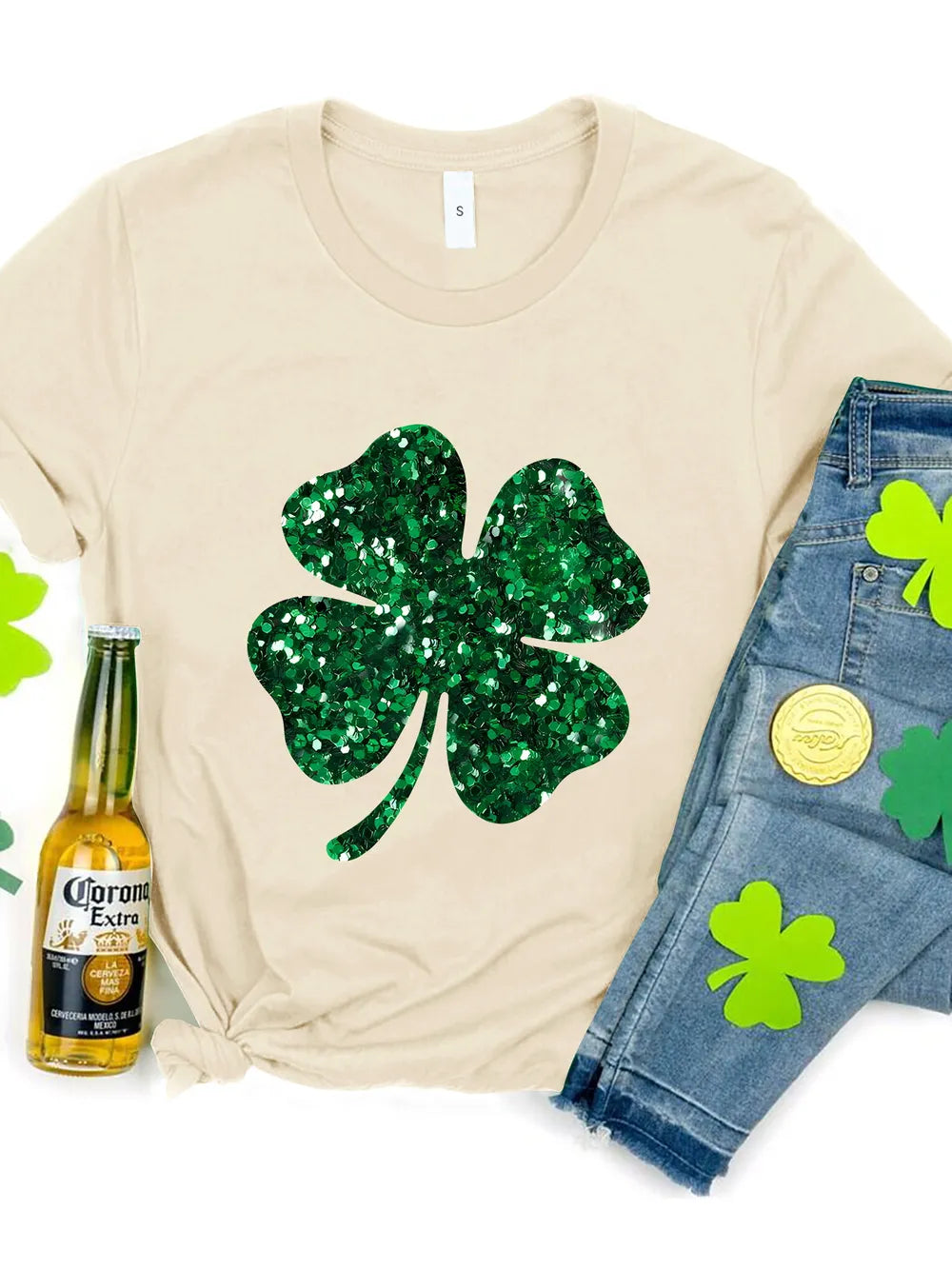 Lucky Clover Round Neck T-Shirt