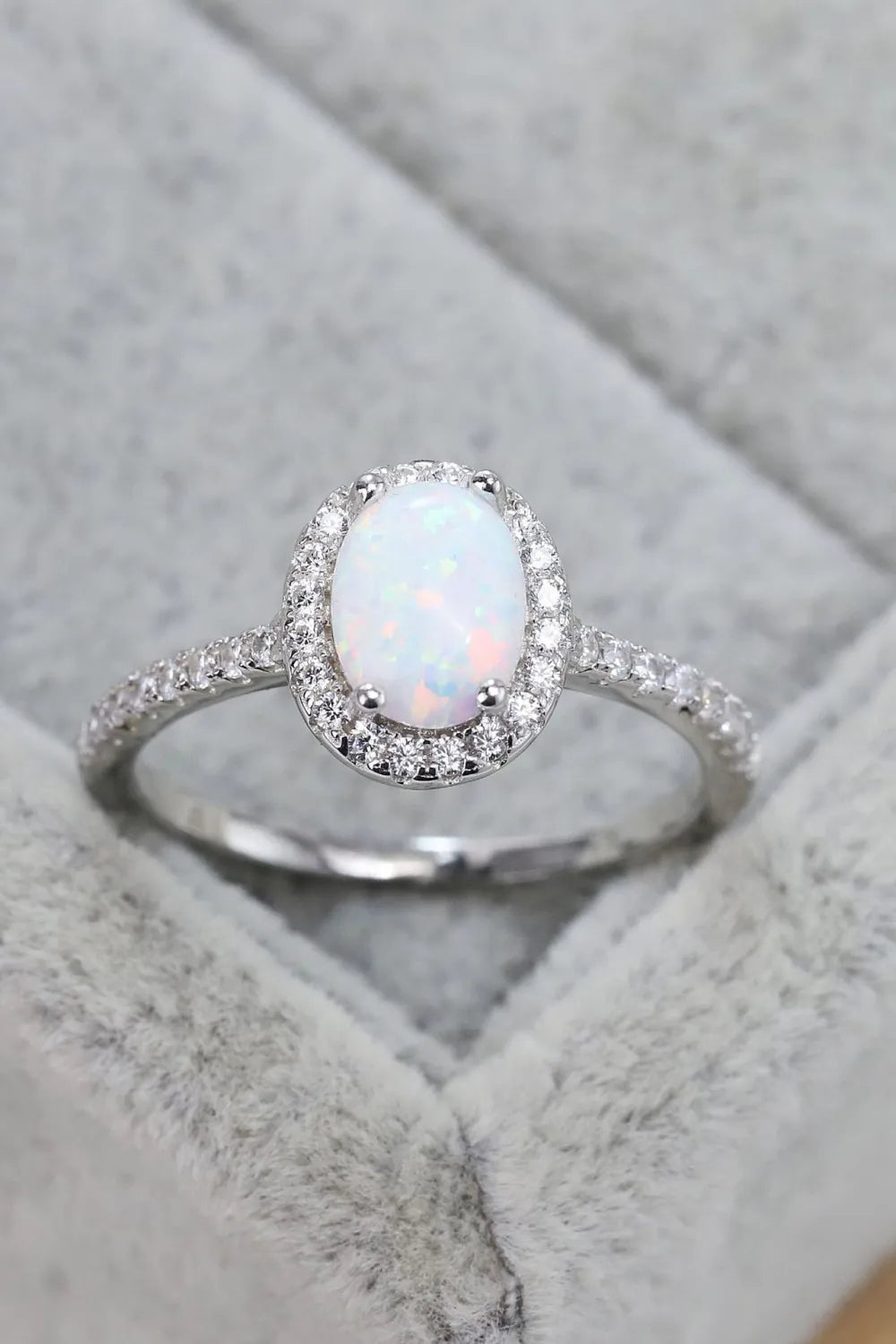 Opal 925 Sterling Silver Halo Ring