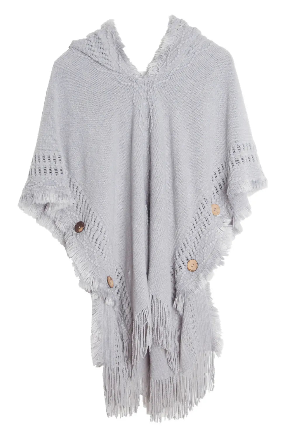 Fringe Hem Hooded Poncho