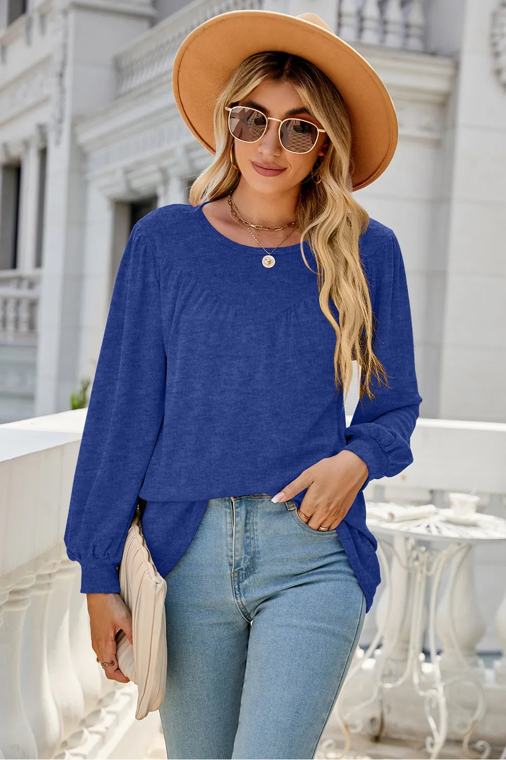 Round Neck Long Sleeve Top