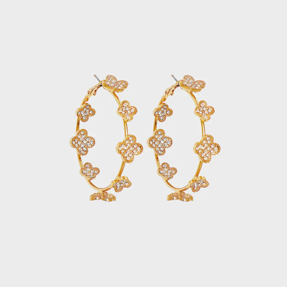 Circle Shape Rhinestone Alloy Earrings