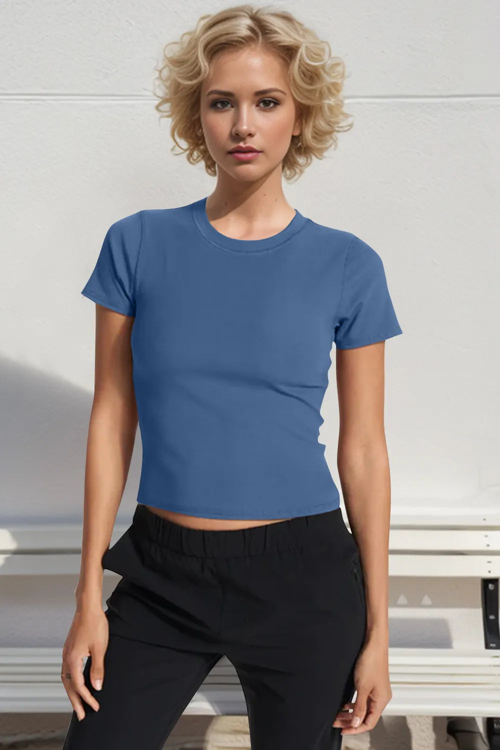 Basic Full Size Lyocell Short Sleeve Cropped T-Shirt with Bra Pads