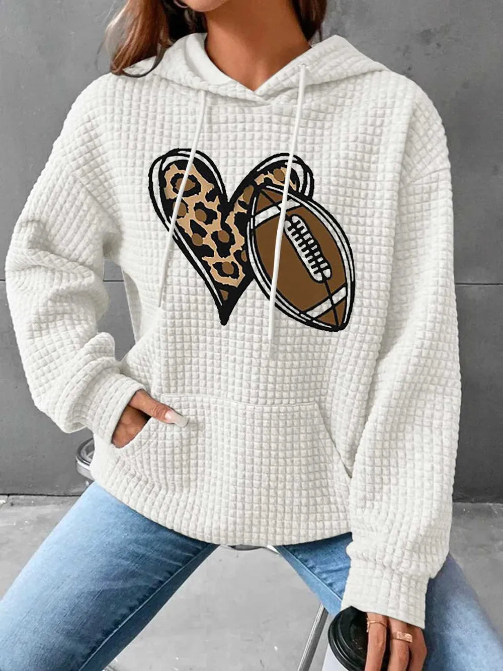 Heart & Football Graphic Hoodie