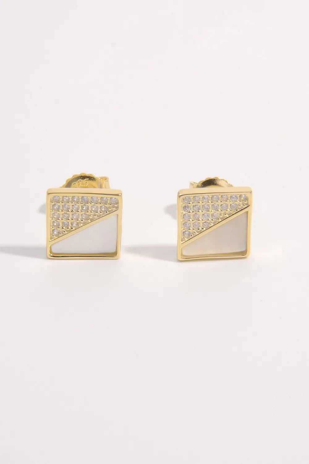 925 Sterling Silver Zircon Square Shape Earrings