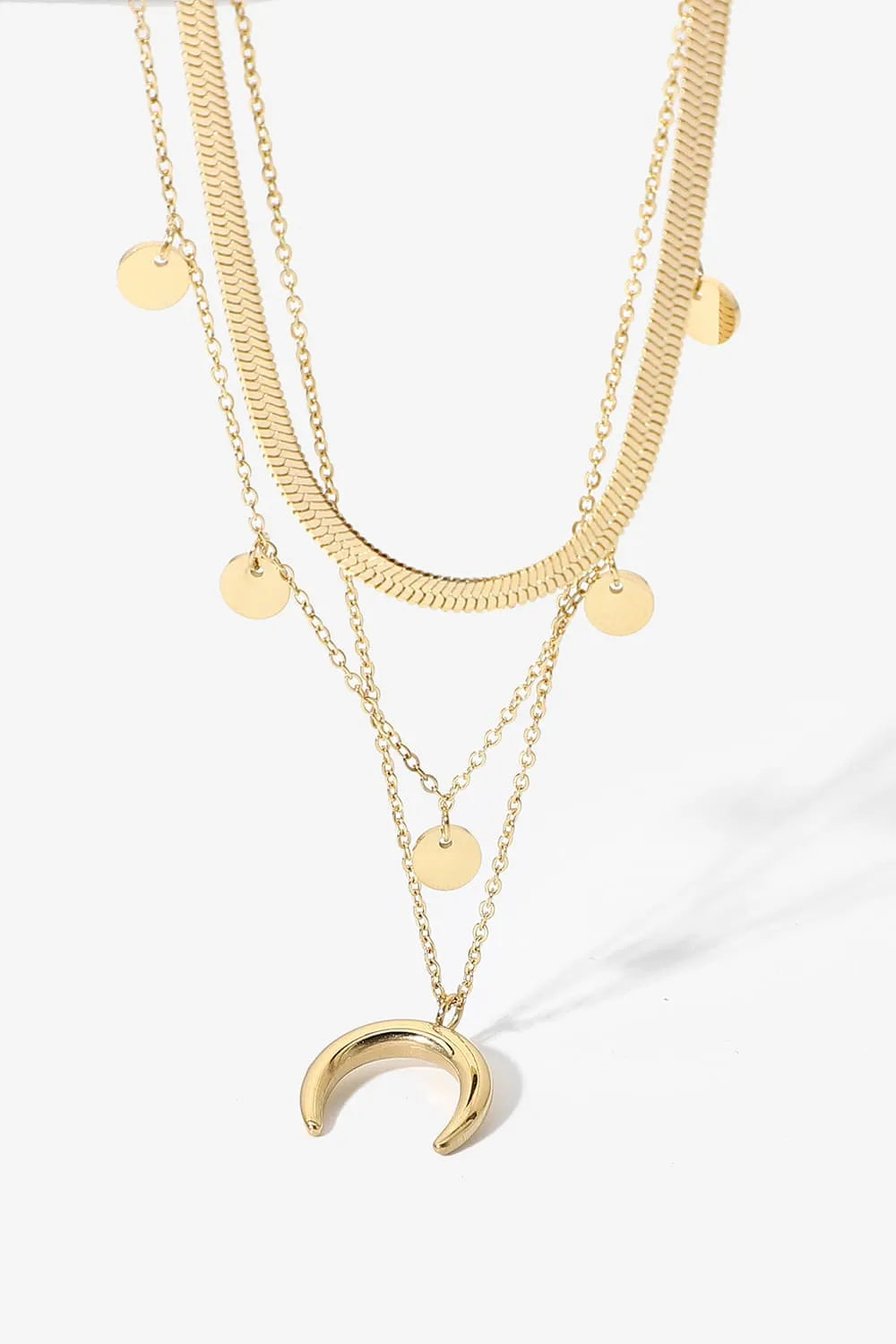 18K Gold-Plated Moon Shape Pendant Necklace