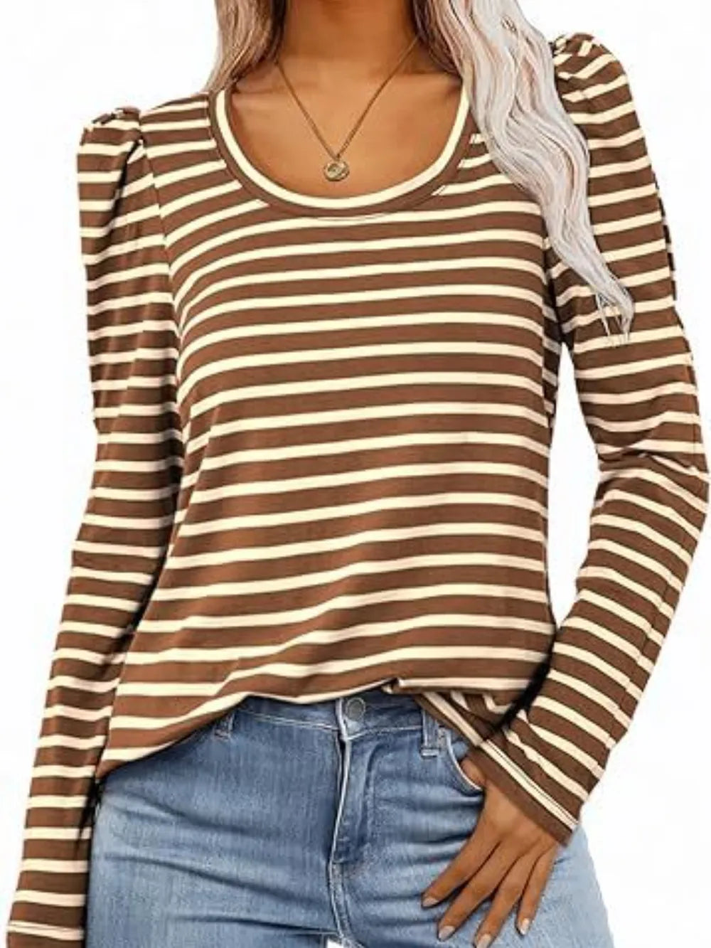 Striped Round Neck Long Sleeve T-Shirt