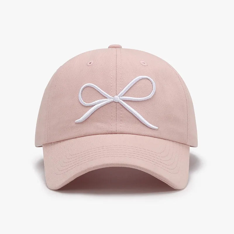 Bow Embroidered Cotton Baseball Cap