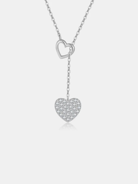 925 Sterling Silver Inlaid Zircon Heart Necklace