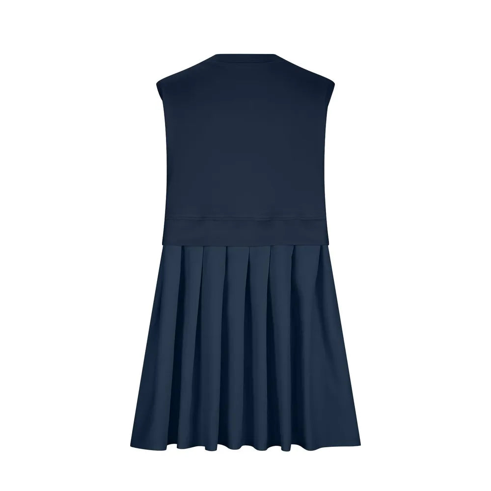 Pleated Round Neck Sleeveless Mini Dress