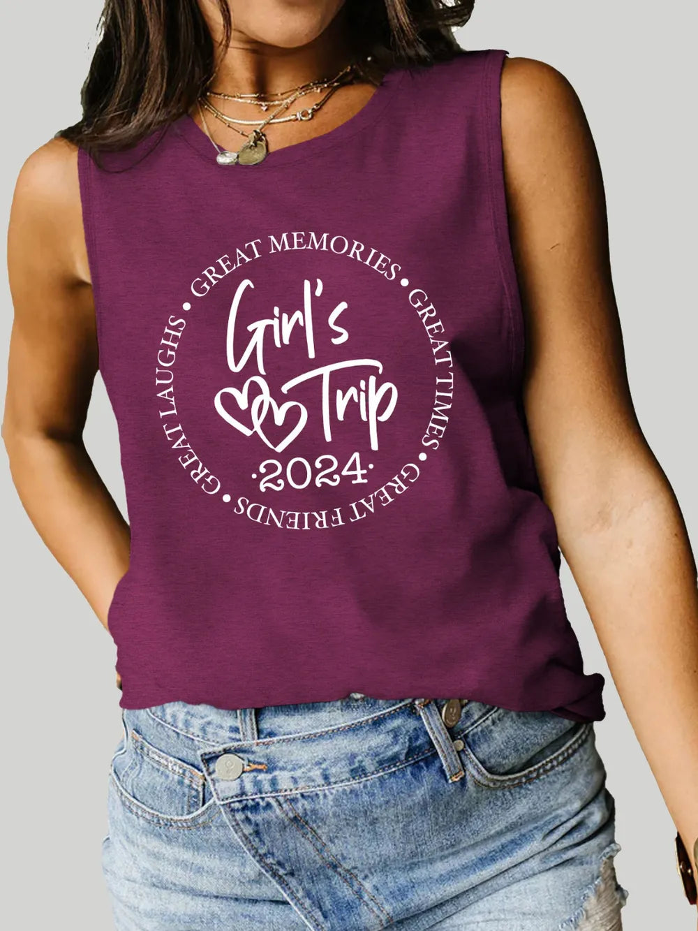 Letter Graphic Round Neck Tank