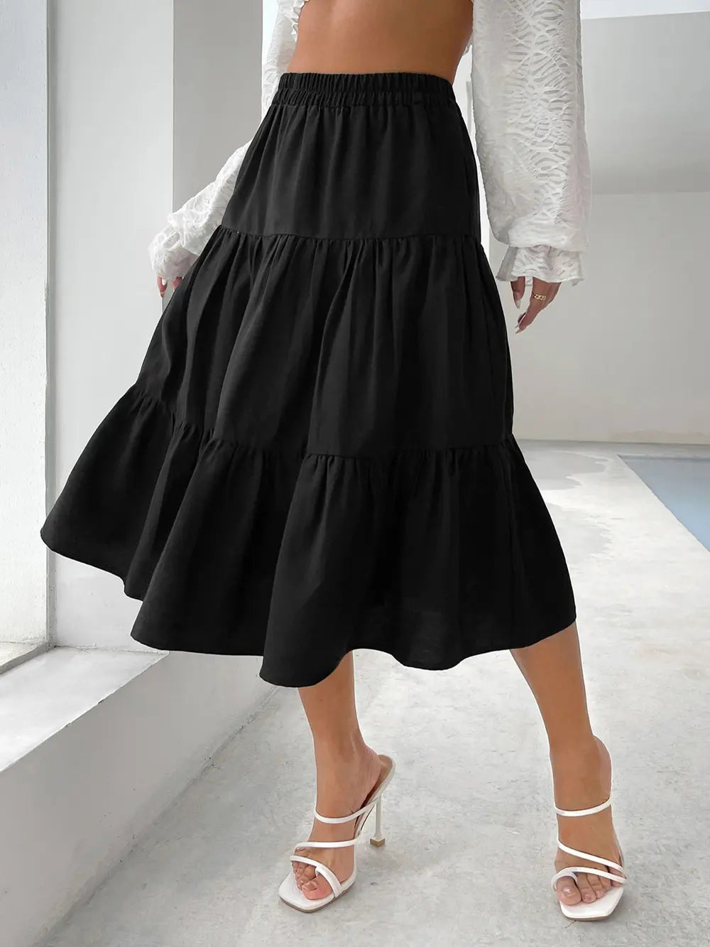 Tiered Midi Skirt