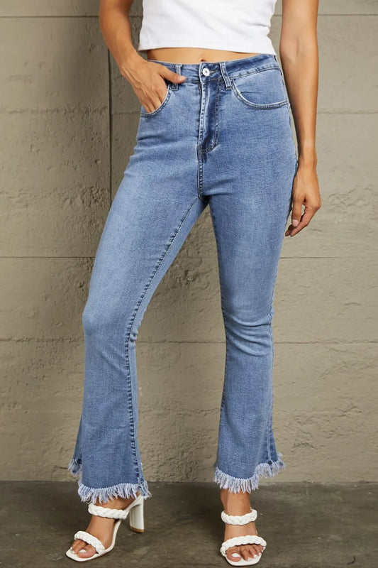 Baeful Frayed Hem Flare Jeans