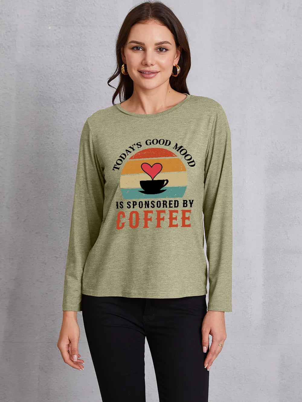 TODAY'S GOOD MOOD IS SPONSORED BY COFFEE Round Neck T-Shirt