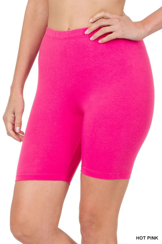 Zenana Worth It Full Size Biker Shorts in Hot Pink